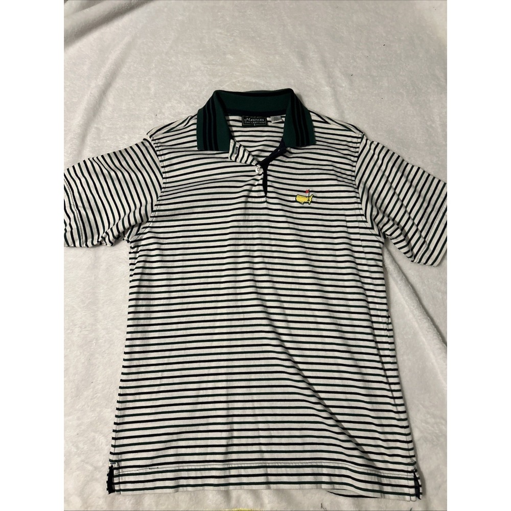 Masters Collection Polo Shirt Mens Size Small Green Striped  Cotton Golf